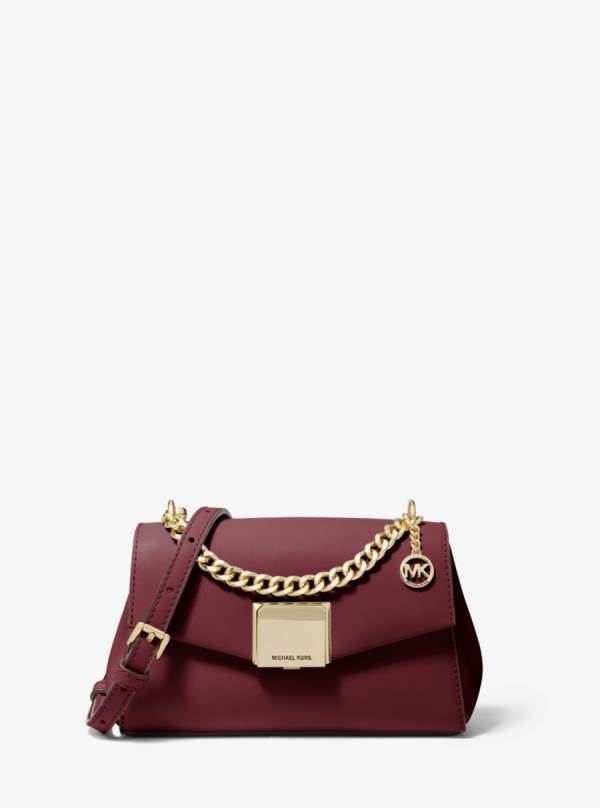 Damske Spojková Taška Michael Kors Lita Small Leather Bordove - Kabelky Michael Kors Sleva | IWQTL-4368